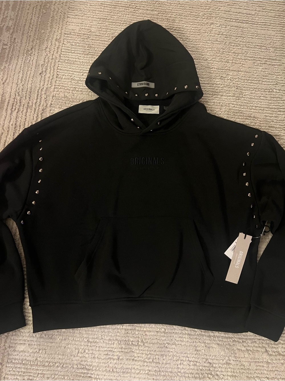 Brooklyn Cloth Black Stud-Trim Crewneck Men’s Hoodie - Picture 3 of 4